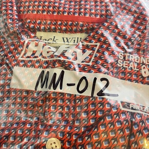 Jack Wills Red with White-Blue Small Print LS Button Down Shirt in Size Large - Picture 8 of 8